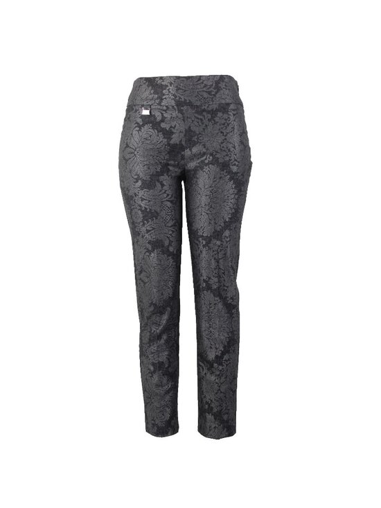 Joseph Ribkoff Pants - Joseph Ribkoff Pant Sz 6 x 27 Black Gray Metallic Floral Print No Fabric Pant